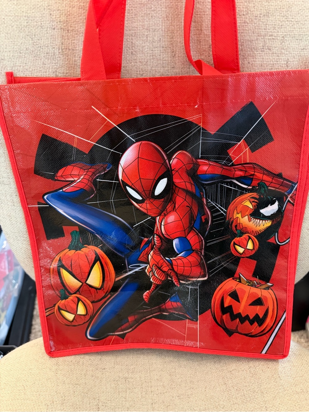 Spider-Man Red Halloween Treat Bag - double sided 13x13